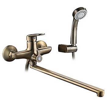 Смеситель L2248C для ванны с длин. излив. дивертор в корпусе, шаровый, бронза/латунь LEDEME